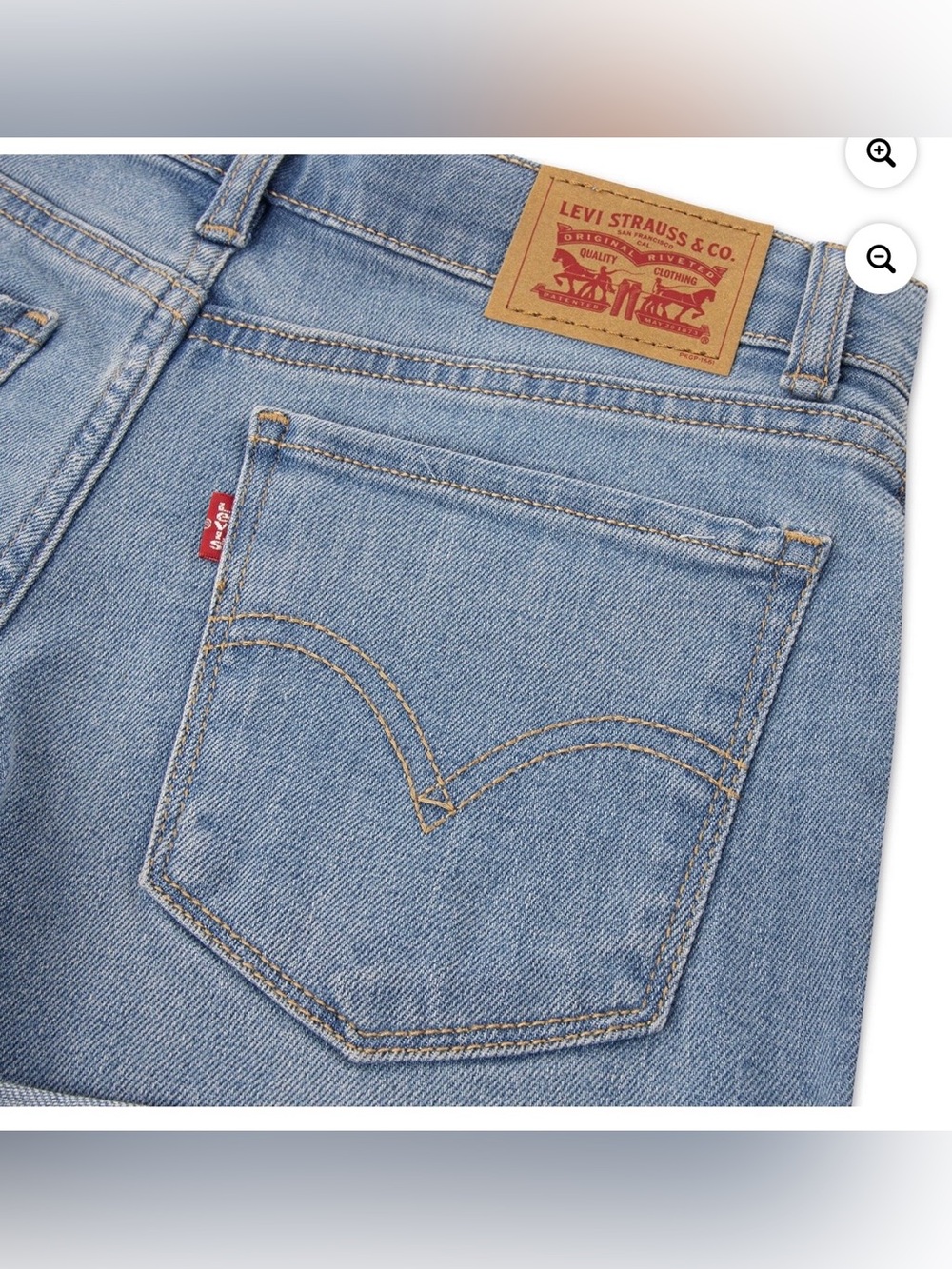 Levi's Light Blue Denim Rolled-Hem Kids Shorts - Picture 4 of 12